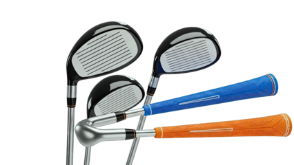 Golf Clubs with Blue and Orange Grips