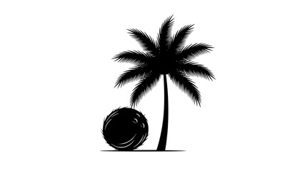 tropical coconut, palm tree silhouette
