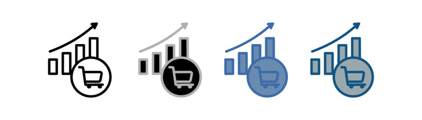 
Market trend icon set multiple style collection with bar and trolley graphic design