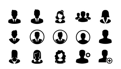 User icon vector set. Profile and people silhouette collection.
