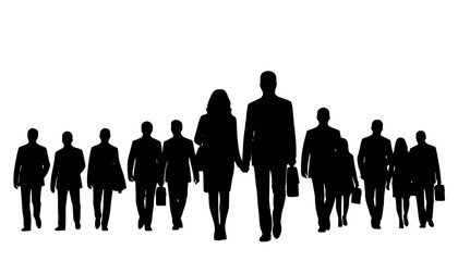 Isolated minimal black family silhouettes. Collection of family silhouettes on isolated background. Vector illustration
