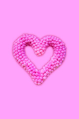 Pink felt heart love card or poster