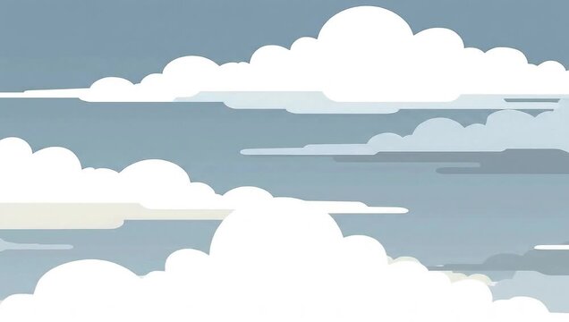 Serene Sky - Animated Clouds Drifting in a Peaceful Blue Sky.