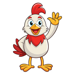 Cheerful Chicken Illustration: A friendly chicken illustration waves hello, its bright expression and cheerful demeanor inviting a sense of joy and approachability.