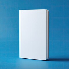 Blank white notebook on a blue surface