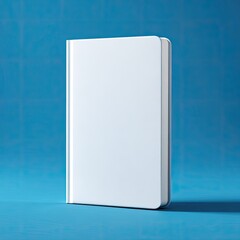Blank white book on vibrant blue background