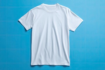 Blank white t-shirt on blue backdrop (1)