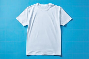 Blank white t-shirt on a vibrant blue background (1)