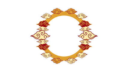 Traditional Asian Cloud Border Frame Design. Lunar New Year transparent background png