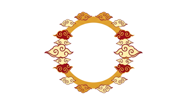 Traditional Asian Cloud Border Frame Design. Lunar New Year transparent background png - Powered by Adobe