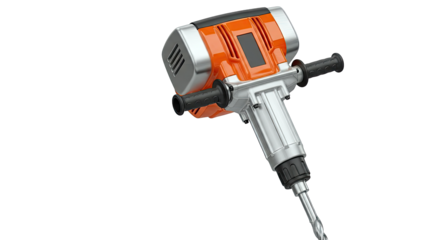 Orange and Silver Jackhammer with Drill Bit