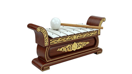 Ornate Wooden Gamelan Instrument with Mallet