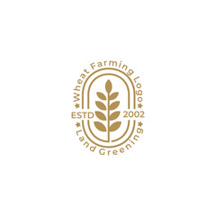 a fertile wheat farm logo with a simple appearance, line style