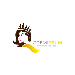 logo of a beautiful princess and a royal crown, beauty icon