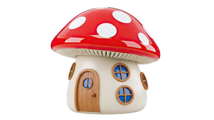 Whimsical Mushroom House with Red Cap