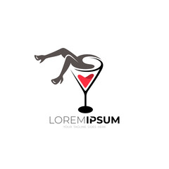 wine drink logo and beautiful woman in the glass