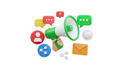 Megaphone and Social Media Icons