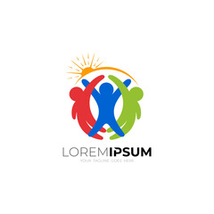 Charity logo with people care design combination, unity logos