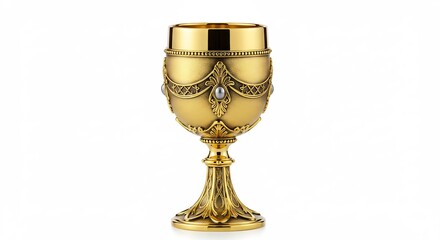 古風で精緻な装飾が施された黄金のゴブレットが柔らかな光を浴びて優雅に輝く. AI Generated