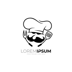 logo of a professional chef with a unique look, simple logos