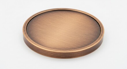 アンティーク風の銅製円形プレートが柔らかな光の中で深みのある金属光沢と独自の質感を魅せる. AI Generated