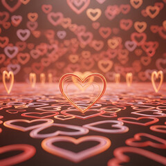 Golden Heart Centerpiece Surrounded by Soft Romantic Heart Bokeh