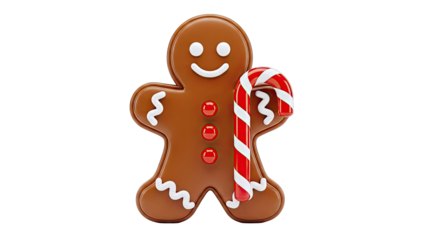Gingerbread Man with Candy Cane