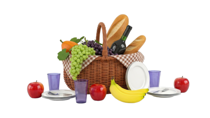 Picnic Basket with Food and Drinks