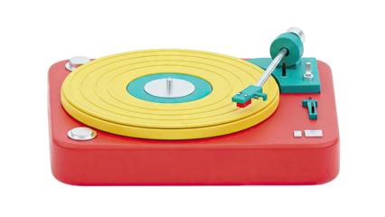 Retro Red and Yellow Turntable with Teal Accents