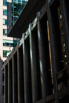 Linear facade with sunlight glimpses