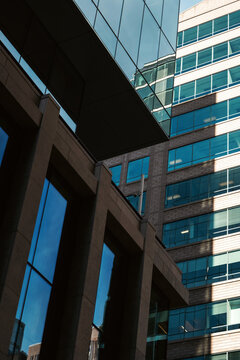 Linear perspective of downtown buildings