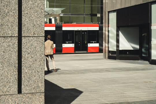Man and streetcar 