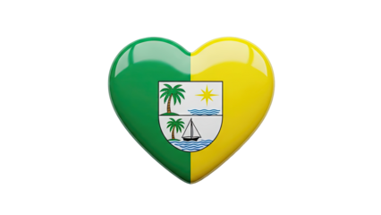 Heart-shaped flag of Sao Tome and Principe with emblem