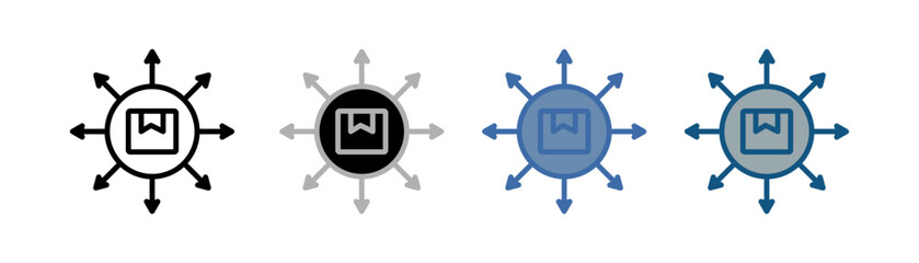 
distribution icon set multiple style collection with eight circular arrow design and logistics,