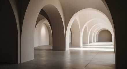 Fototapeta premium Architectural Arches Corridor, Seamless Interior with Gentle Illumination