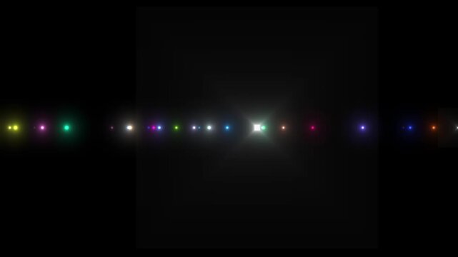 Colourful string lights effect for overlay animation video. light bulb string isolated animation on black background.