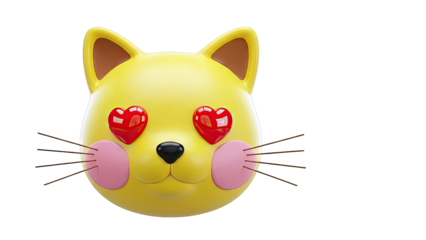Yellow Cat Emoji with Heart Eyes