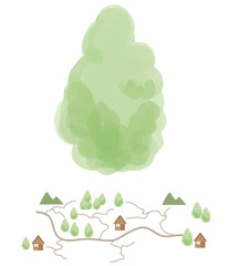 水性マーカーペンで描いた色むらのある木のベクターイラスト