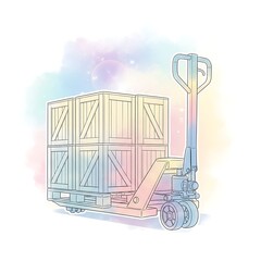 Warehouse Logistics - Pallet Jack Transporting Wooden Crates.