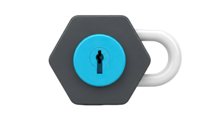 Modern Hexagonal Padlock with Blue Keyhole