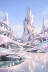 Futuristic Alien City Abstract Wallpaper