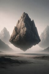 Floating Data Mountains Sci-Fi Wallpaper