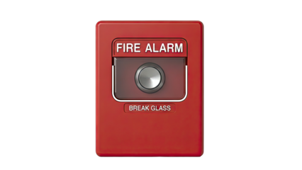 Red Fire Alarm Station with Break Glass Label