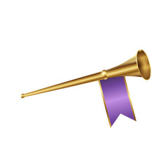 Golden Herald Trumpet with Purple Banner for Ceremonial and Royal Announcements