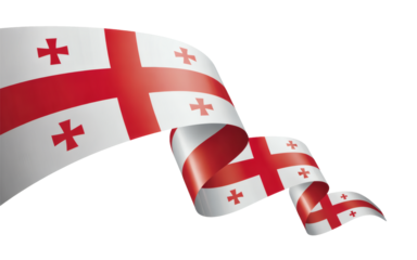 Dynamic Georgia flag ribbon waving, vibrant national symbol for patriotic designs and global representations
