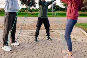 Anonymous older adults using resistance bands for strength exercises