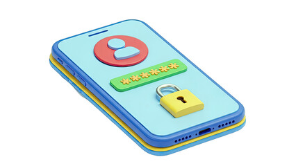 3D Illustration of Smartphone with Lock and Password Entry