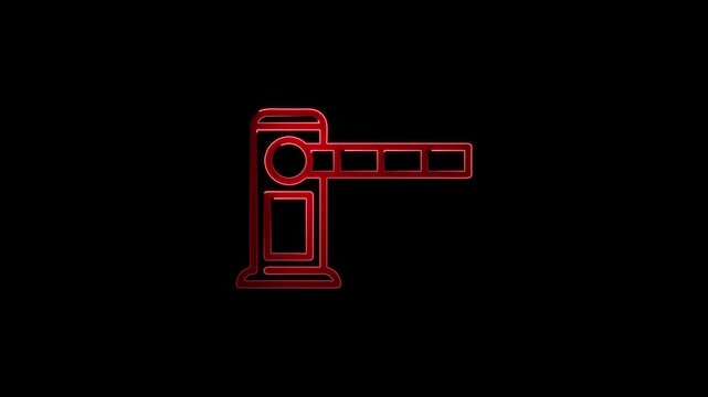 Red neon barcode scanner on black background scanning code technology symbol