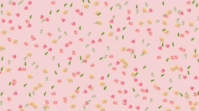 Soft and elegant floral watercolor pattern with pastel blossoms on a pink background, perfect for romantic, decorative, and fashion oriented designs.