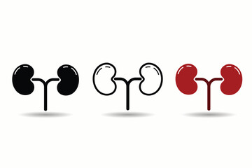 Human kidney organ icon set for medical and educational use. Ideal for healthcare graphics, anatomy illustrations, and medical presentations.
